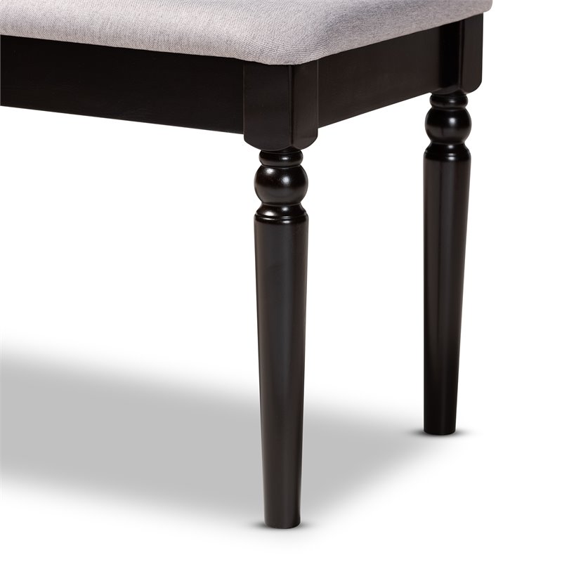 Bowery Hill Modern Grey Upholstered and Brown Finished Wood Dining Bench