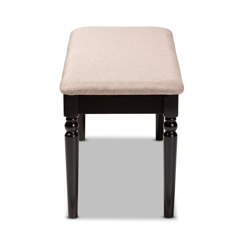 Bowery Hill Modern Upholstered and Brown Finished Wood Dining Bench