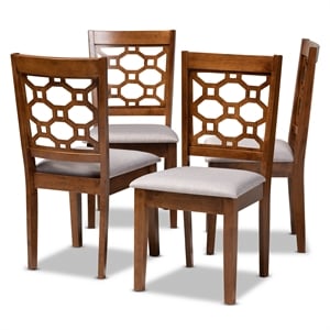 Bowery Hill Wood Walnut Brown Dining Chair Set Upholstered Cut-Out Back Design 37.4&quot Unassembled