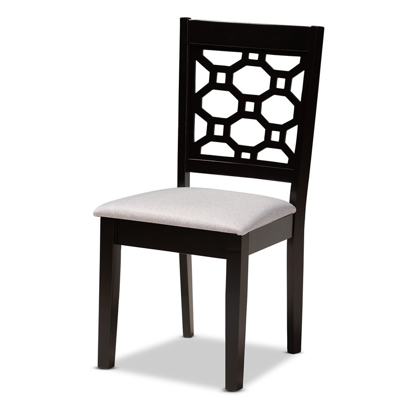 Bowery Hill Grey Upholstered and Brown Finished Wood 5-Piece Dining Set
