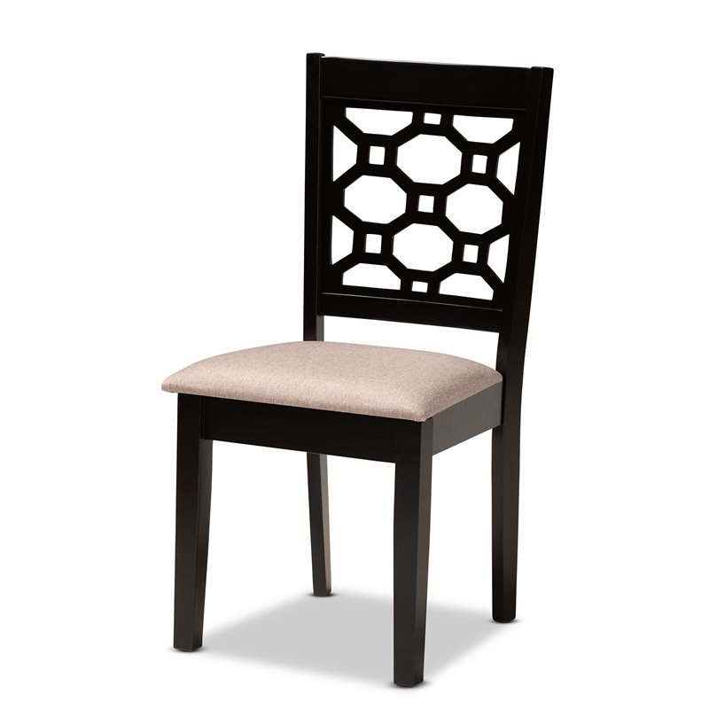 Bowery Hill Sand Upholstered and Brown Finished Wood 5-Piece Dining Set