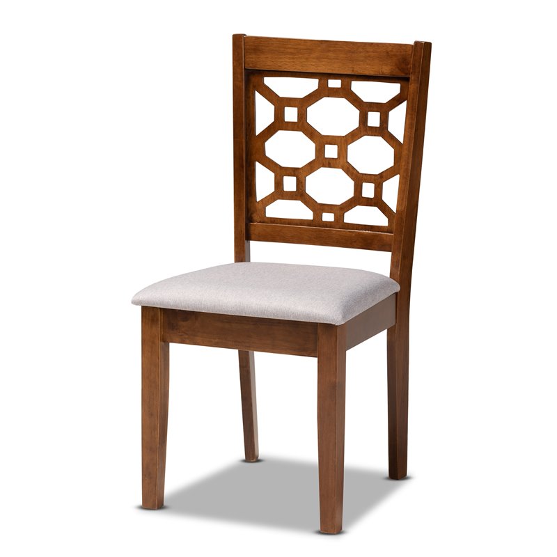 Bowery Hill Grey Upholstered and Walnut Brown Finished Wood 5-Piece Dining Set