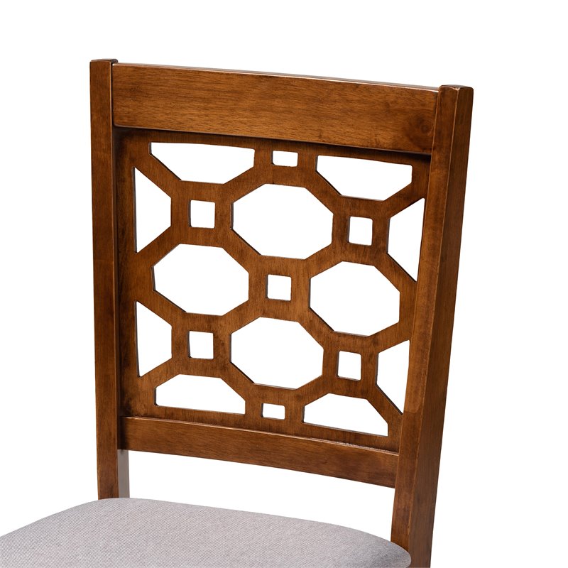 Bowery Hill Grey Upholstered and Walnut Brown Finished Wood 5-Piece Dining Set