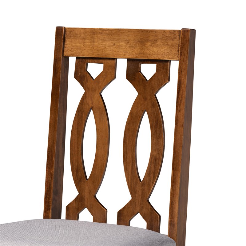 Bowery Hill Grey Fabric and Walnut Brown Finished Wood 5-Piece Dining Set