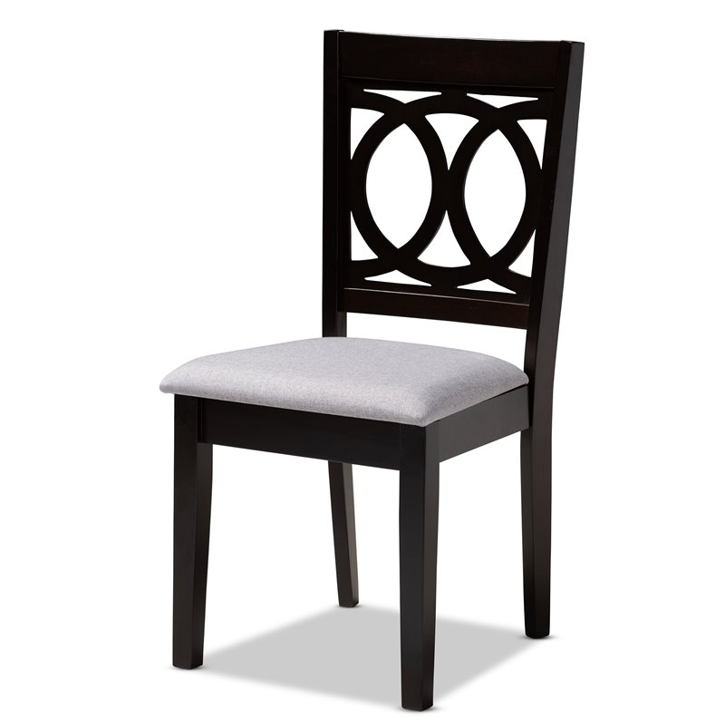 Bowery Hill Grey Fabric and Dark Brown Finished Wood 5-Piece Dining Set