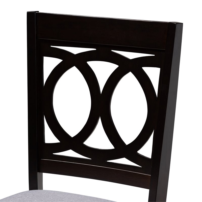 Bowery Hill Grey Fabric and Dark Brown Finished Wood 5-Piece Dining Set