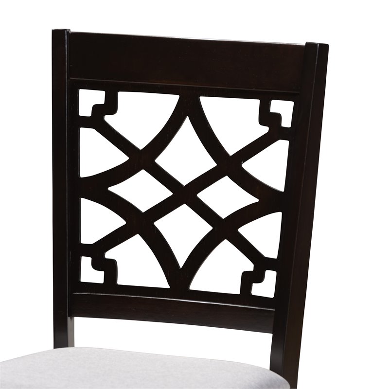 Bowery Hill Grey Fabric and Dark Brown Finished Wood 5-Piece Dining Set