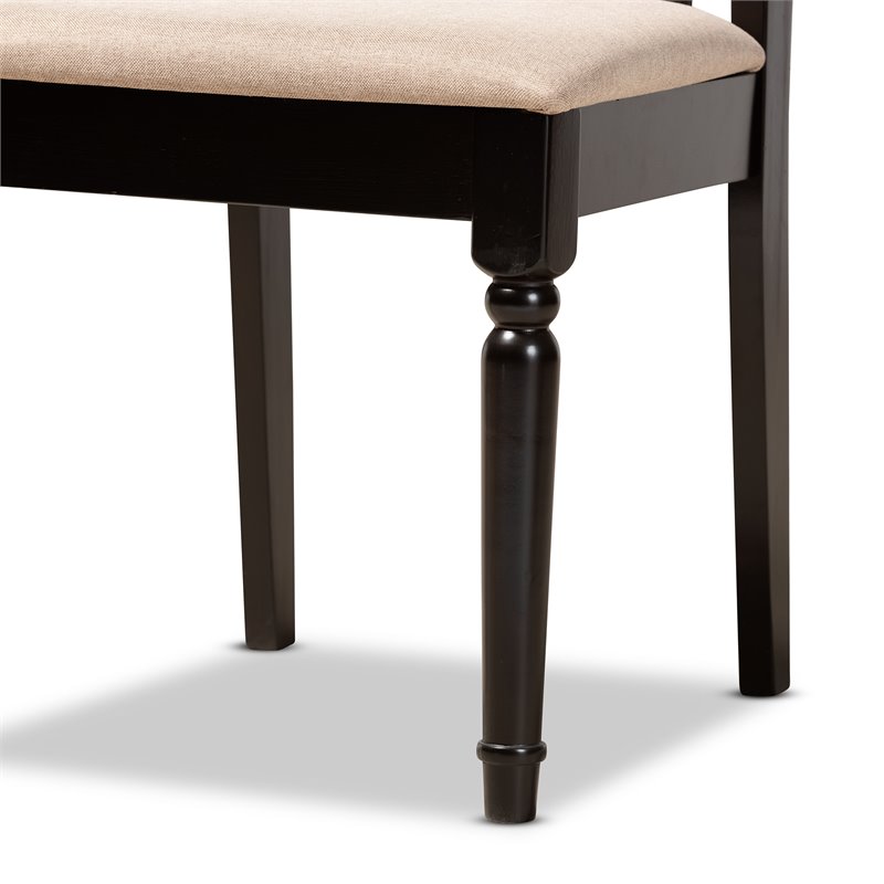 Bowery Hill Sand Fabric and Dark Brown Finished Wood 5-Piece Dining Set