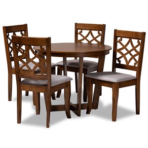 Bowery Hill Walnut Brown Wood 5-Piece Dining Set with U Shaped Table Legs