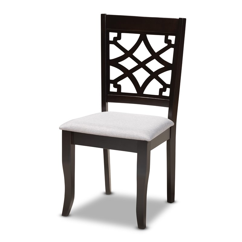 Bowery Hill Grey Fabric and Dark Brown Finished Wood 5-Piece Dining Set