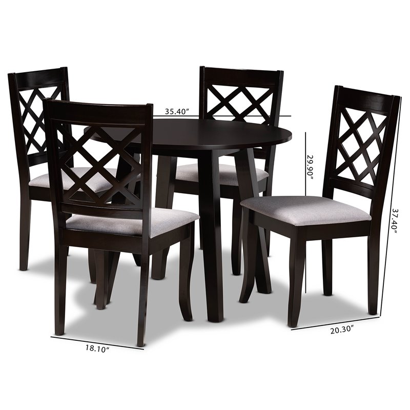 Bowery Hill Upholstered and Dark Brown Finished Wood 5-Piece Dining Set
