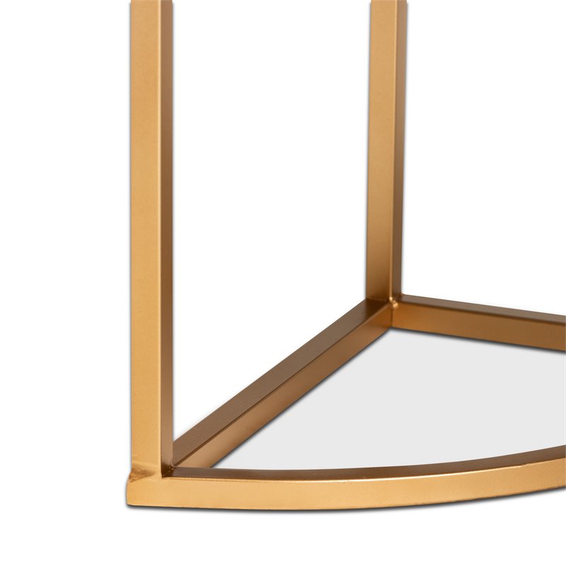 Bowery Hill Gold Finish 1-Drawer Console Table with Faux Marble Tabletop