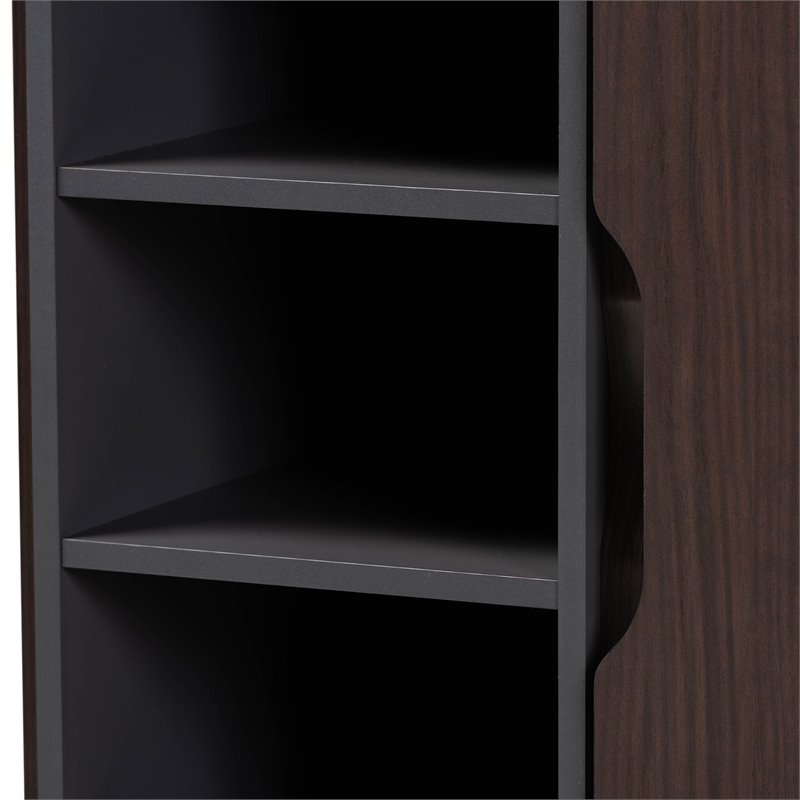Bowery Hill Two-Tone Dark Brown and Grey Finished Wood 1-Door Shoe Cabinet