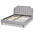 Bowery Hill Contemporary King Size Light Gray Velvet Wingback Platform Bed