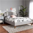 Bowery Hill Contemporary King Size Light Gray Velvet Wingback Platform Bed