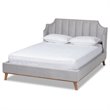 Bowery Hill Contemporary King Size Light Gray Velvet Wingback Platform Bed