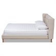 Bowery Hill Queen Size Light Beige Upholstered Platform Wingback Bed