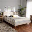 Bowery Hill Queen Size Light Beige Upholstered Platform Wingback Bed