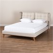 Bowery Hill Queen Size Light Beige Upholstered Platform Wingback Bed
