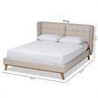 Bowery Hill Queen Size Light Beige Upholstered Platform Wingback Bed