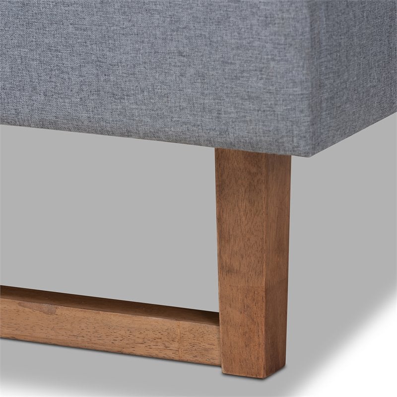 Bowery Hill Queen Size Dark Gray Upholstered Wood Platform Bed