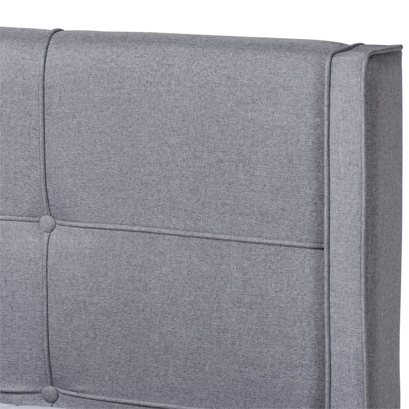 Bowery Hill Full Size Gray Upholstered Ash Walnut Finished Platform Bed