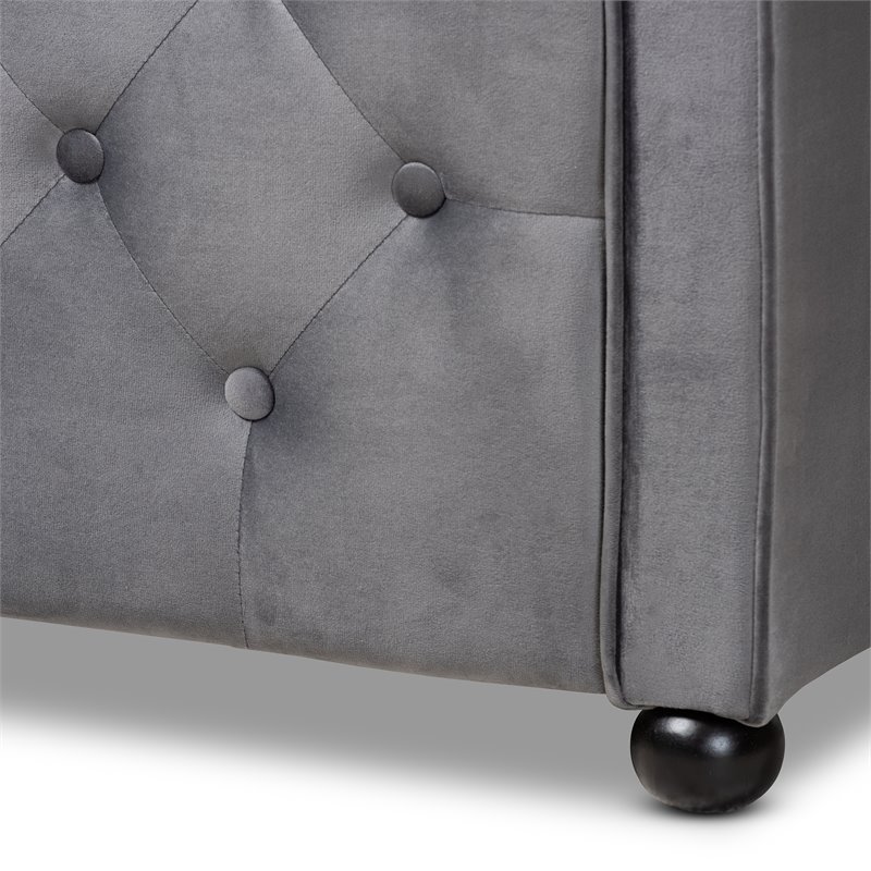Bowery Hill Velvet Gray Daybed Button Tufted 83.27