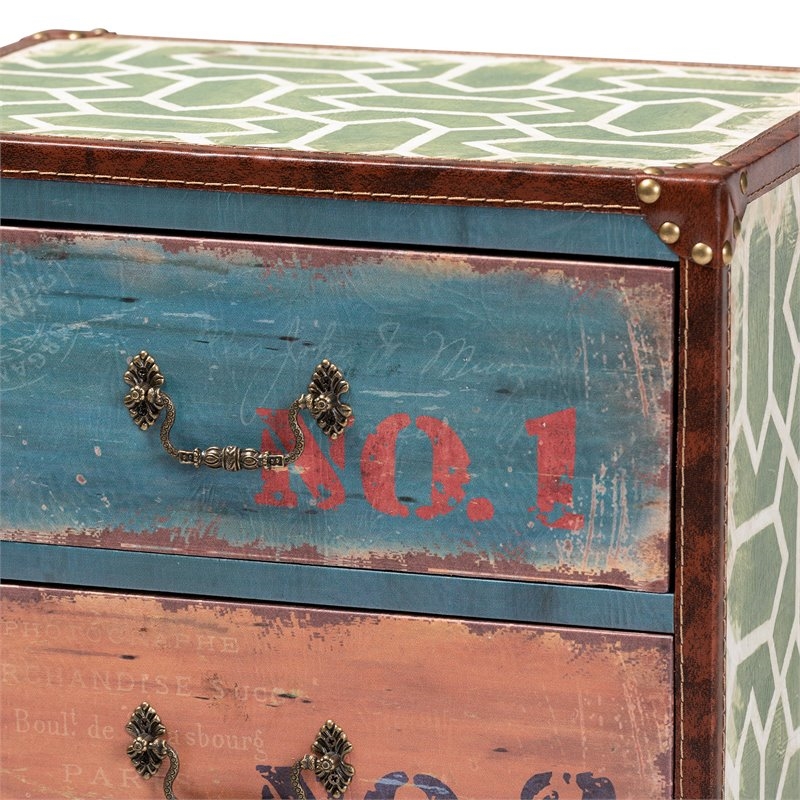Bowery Hill Traditional 4-Drawer MDF Wood Accent Storage Chest in Multi-Color