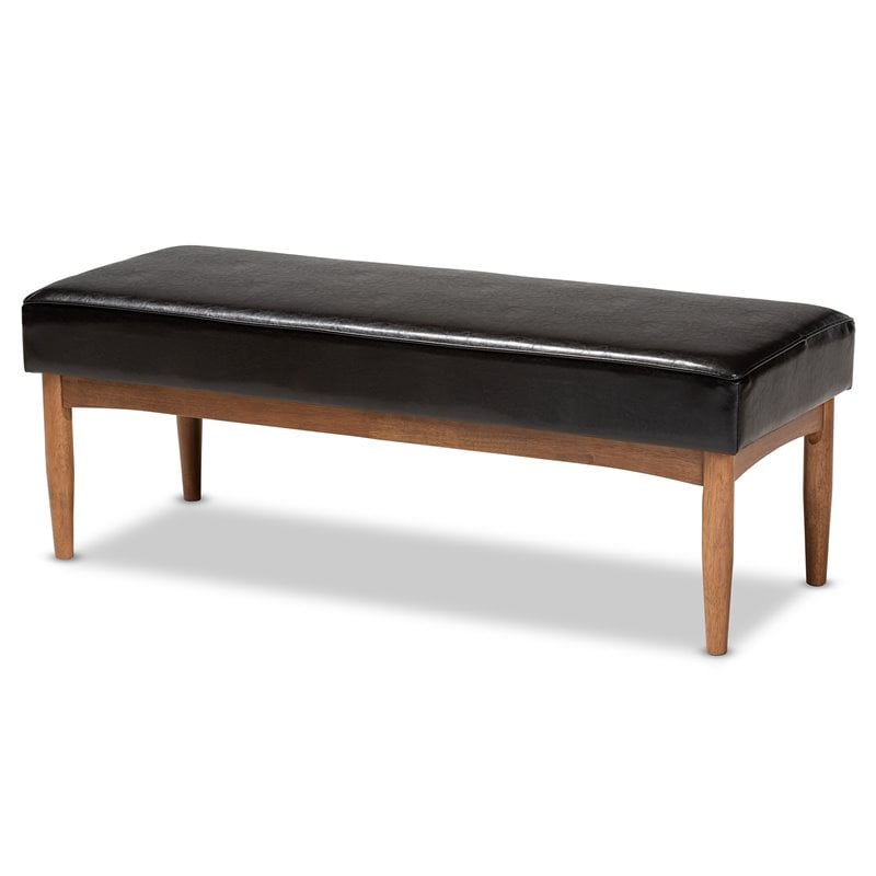 Bowery Hill Dark Brown Faux Leather 4-Piece Wood Dining Nook Set
