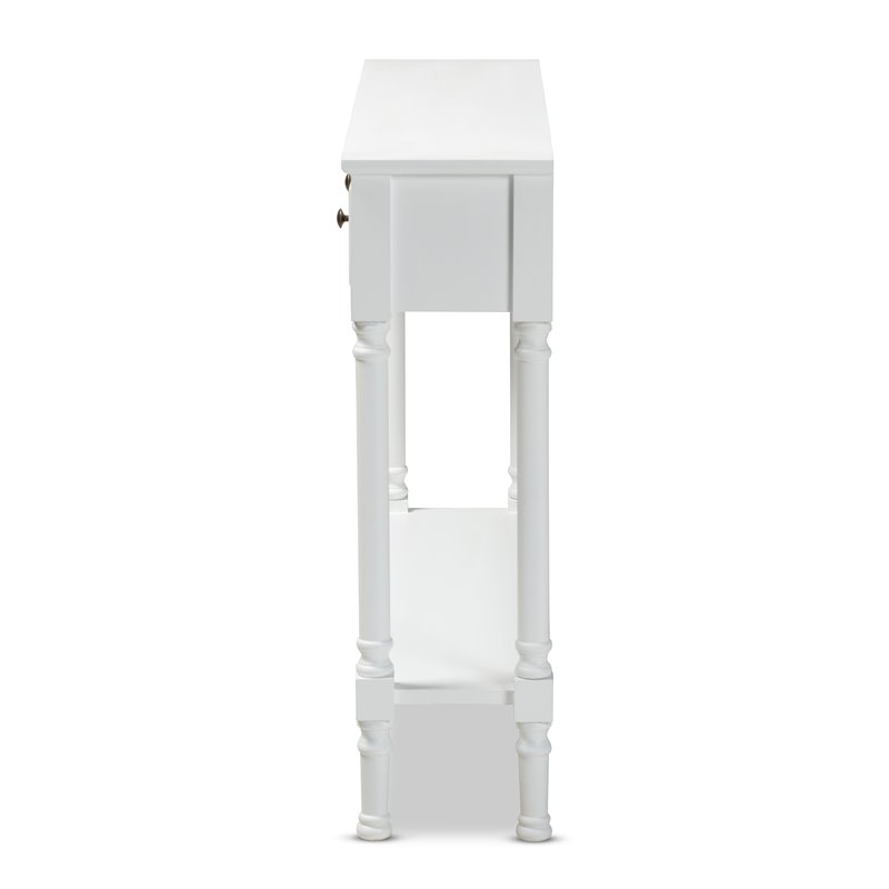 Bowery Hill White Finished Wood 3-Drawer Entryway Console Table