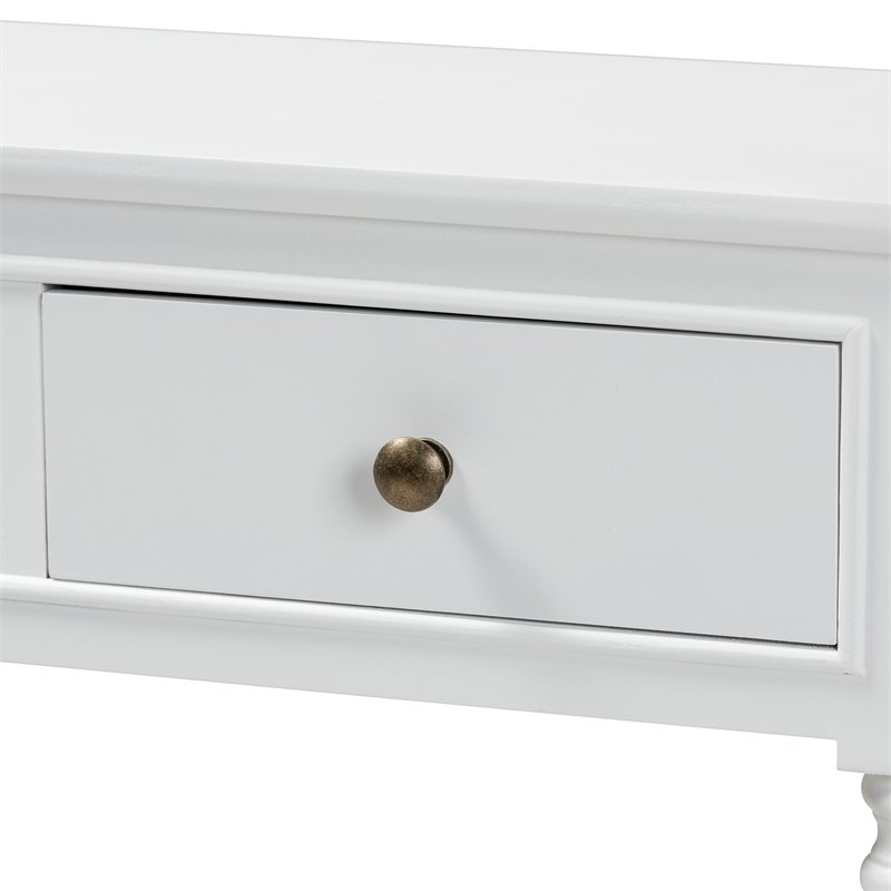 Bowery Hill White Finished Wood 3-Drawer Entryway Console Table