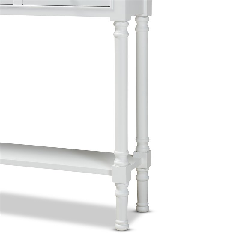 Bowery Hill White Finished Wood 3-Drawer Entryway Console Table