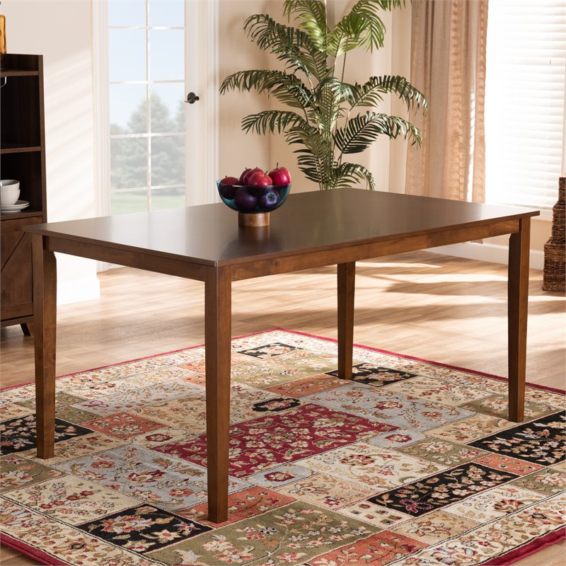 Bowery Hill Walnut Finished Rectangular Wood Dining Table