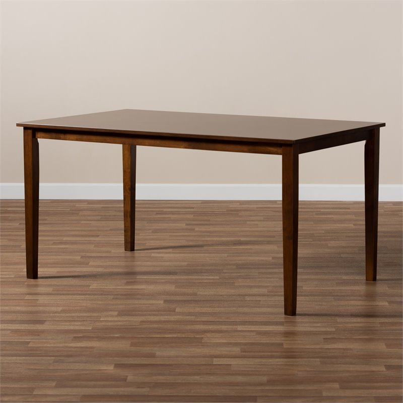 Bowery Hill Walnut Finished Rectangular Wood Dining Table