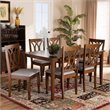 Bowery Hill Grey Upholstered Walnut Finished 7-Piece Dining Set