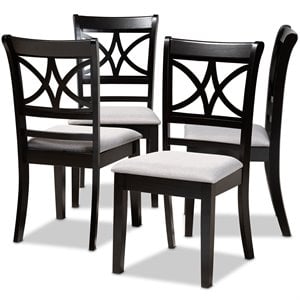 Bowery Hill Oak Gray Dining Chair Set Rectangular Upholstered Cut-Out Design 37.4&quot Unassembled