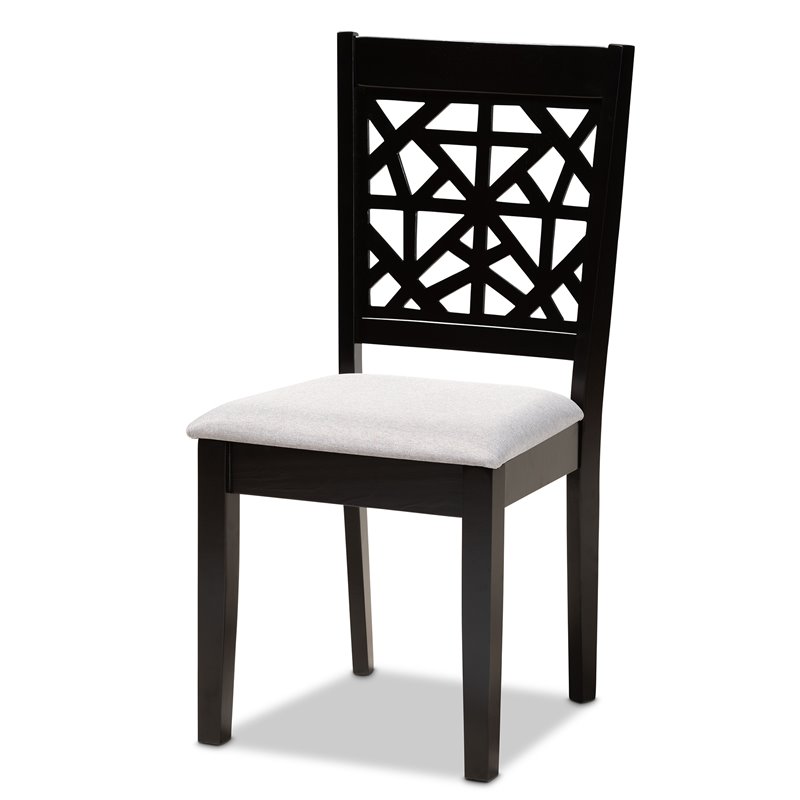 Bowery Hill Gray Upholstered Espresso Finished Wood 5-Piece Dining Set