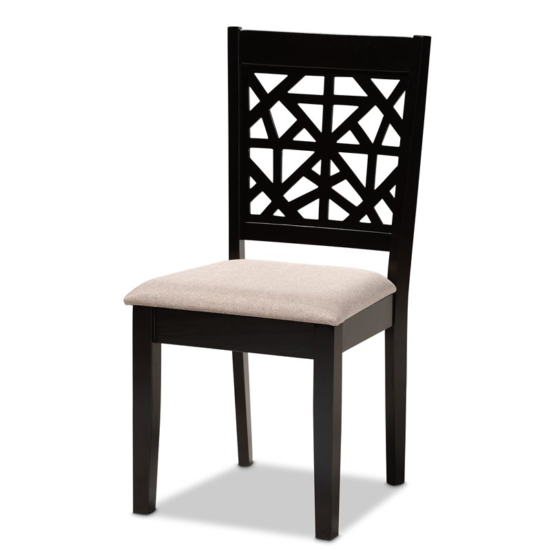 Bowery Hill Oak Espresso Brown Dining Set Rectangular Cut-Out Back Design Unassembled