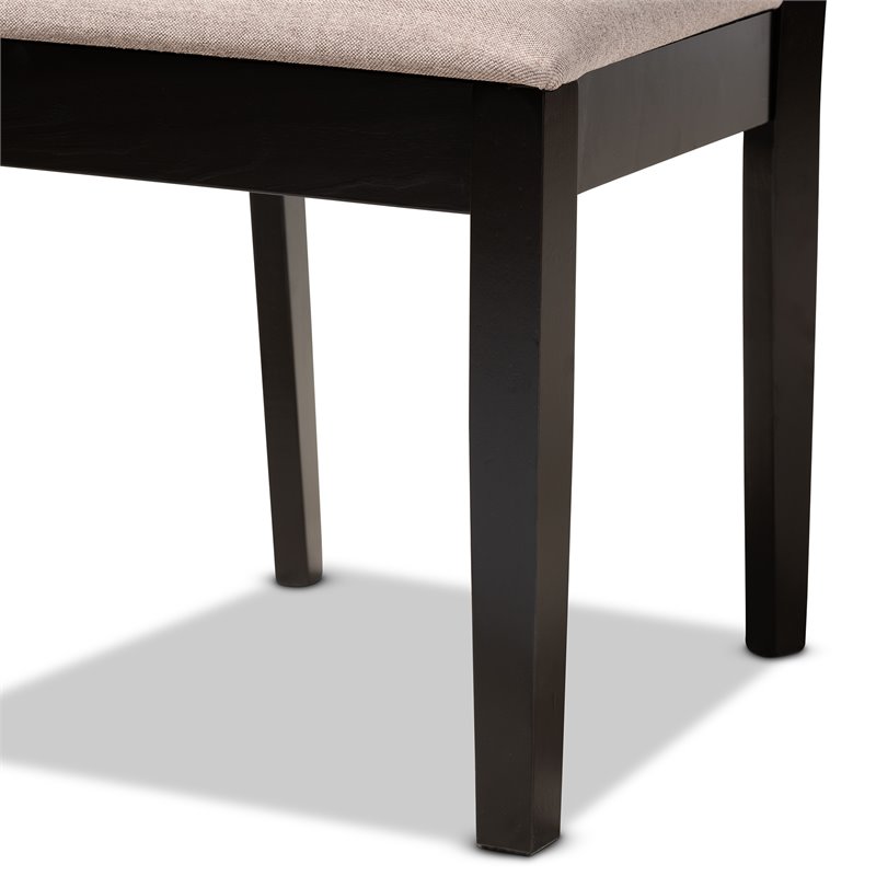 Bowery Hill Oak Espresso Brown Dining Set Rectangular Cut-Out Back Design Unassembled