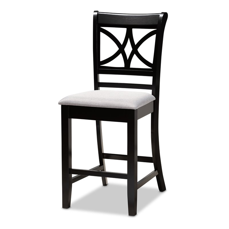 Bowery Hill Gray Upholstered Espresso Finished Wood 5-Piece Pub Set
