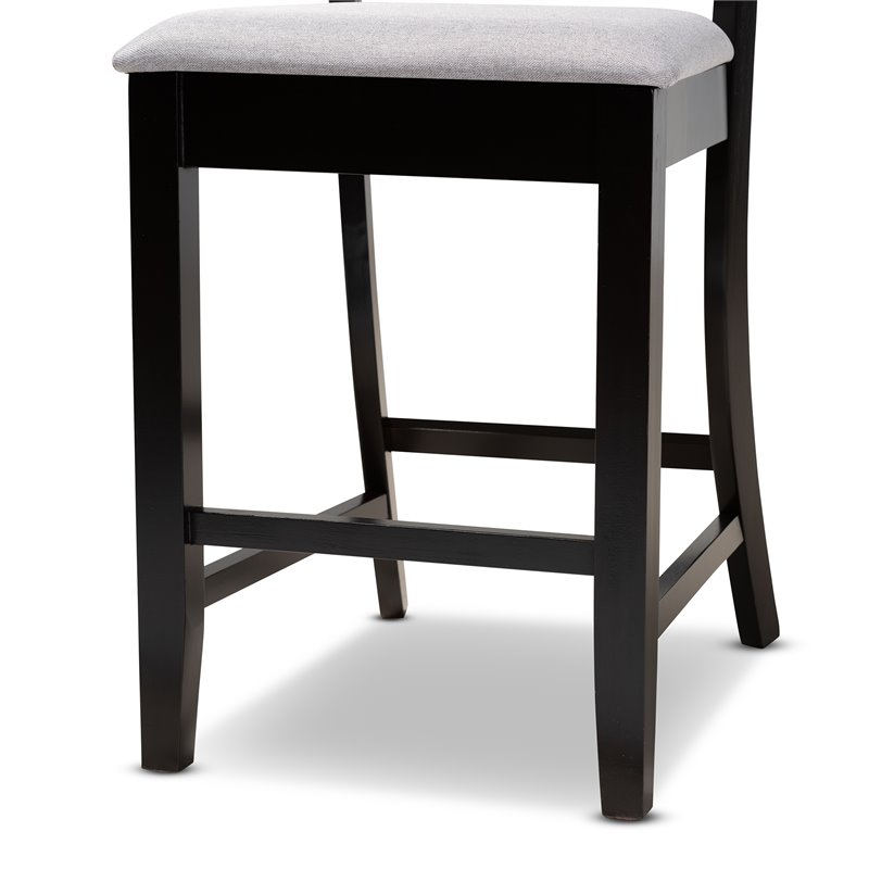 Bowery Hill Gray Upholstered Espresso Finished Wood 5-Piece Pub Set