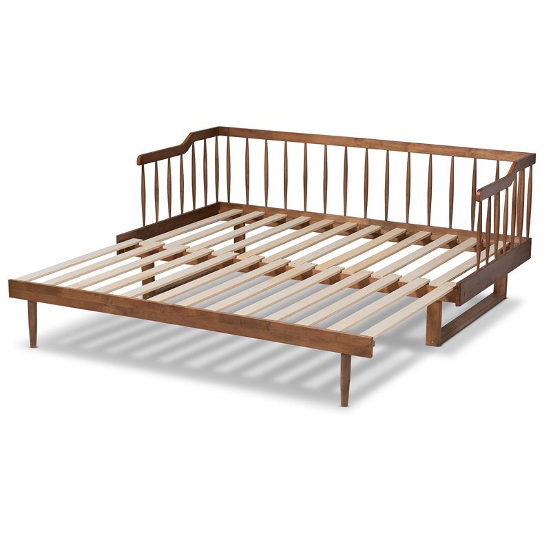 Bowery Hill Transitional Wood Expandable Twin to King Spindle Daybed in Brown
