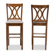Bowery Hill Contemporary Gray Upholstered Walnut Wood 2-Piece Bar Stool Set