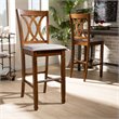 Bowery Hill Contemporary Gray Upholstered Walnut Wood 2-Piece Bar Stool Set