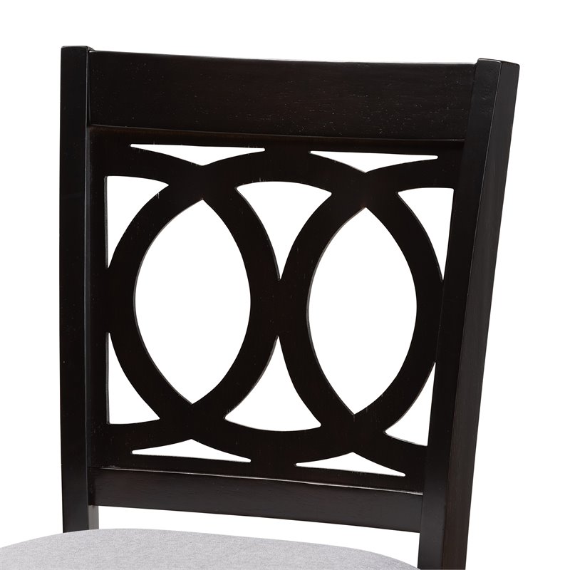 Bowery Hill Gray Upholstered Espresso Wood 2-Piece Bar Stool Set