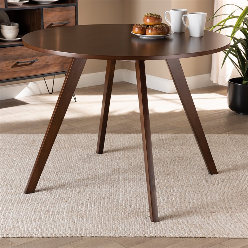Bowery Hill Rubberwood Walnut Brown Dining Table Round 39.4