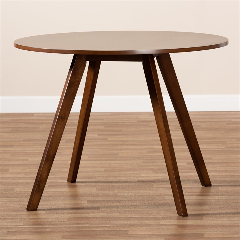 Bowery Hill Rubberwood Walnut Brown Dining Table Round 39.4
