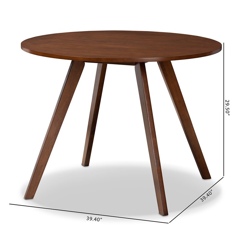 Bowery Hill Rubberwood Walnut Brown Dining Table Round 39.4