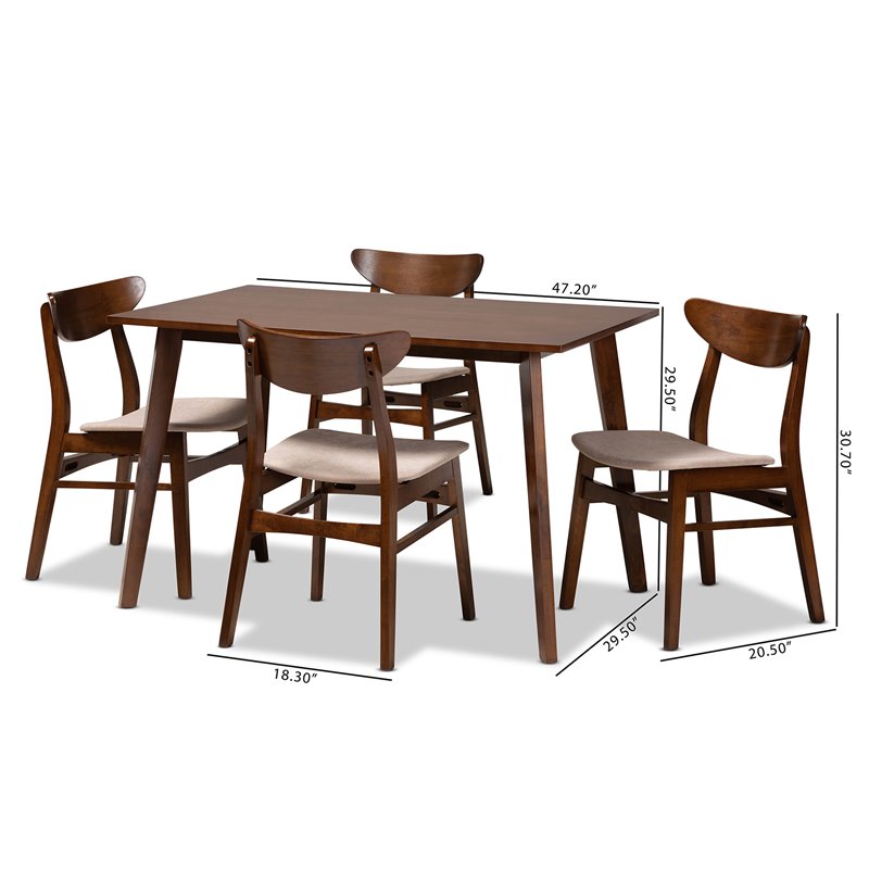 Bowery Hill Beige Upholstered Wood 5-Piece Dining Set