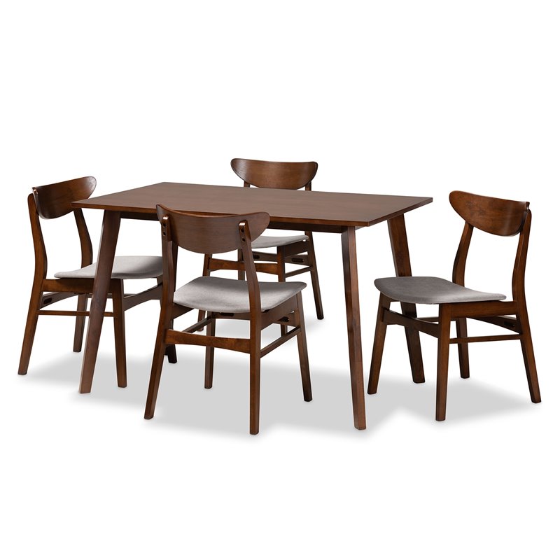Bowery Hill Gray Upholstered Wood 5-Piece Dining Set